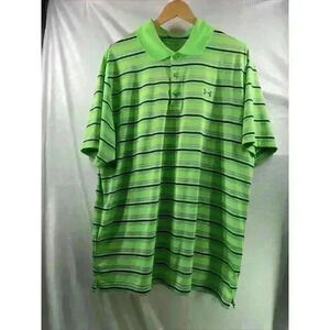 Men’s 2xl Under Armor Green Striped Short Sleeve Golf Polo